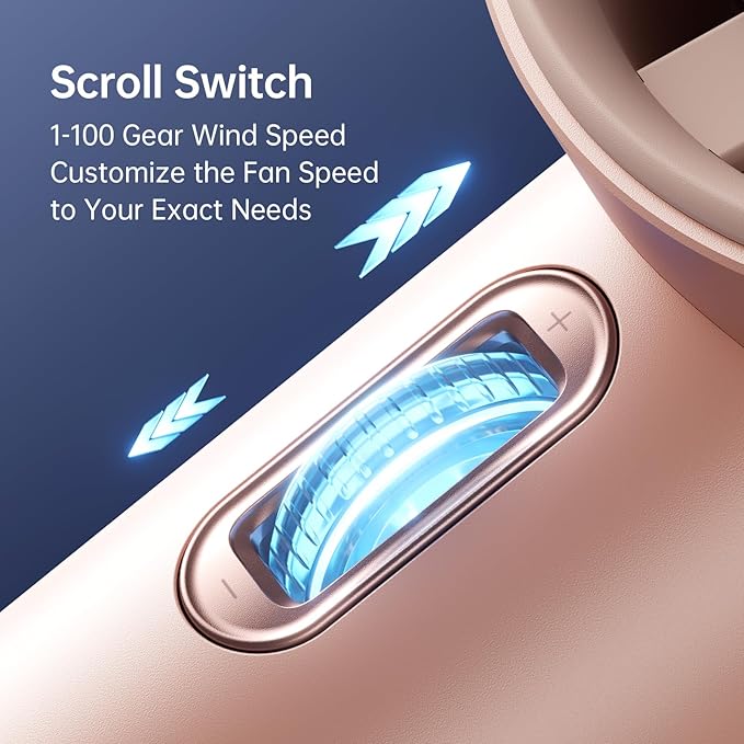 JISULIFE Portable Handheld Fan, Speed Adjustable Turbo Mini and 3600mAh Battery - Image 4