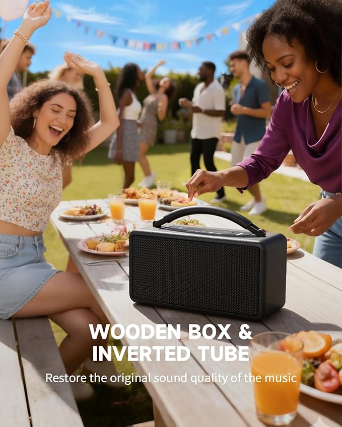 DINDIN Portable Bluetooth Speaker: 80W, 20H Playtime, Loud Wireless Wood - Image 7