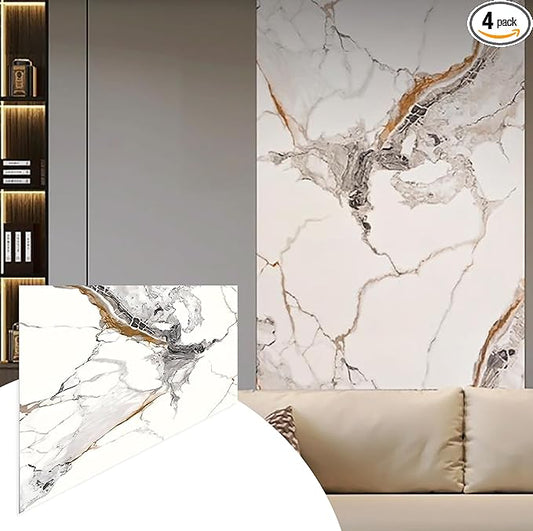 Dundee Deco Faux Marble Wall Panels - 2 ft X 4 ft - Glossy by DundeeDeco