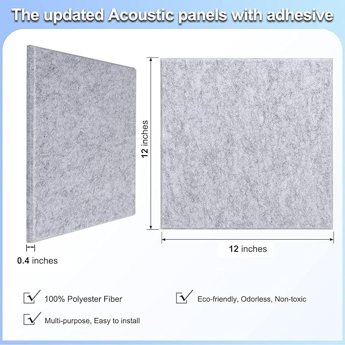 18 Pack Gray Acoustic Panels 12"X12"X 0.4" Soundproof Wall Panels Wall - Image 4