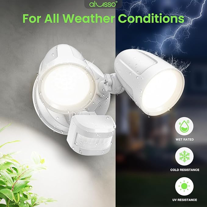 ALUSSO Motion Sensor Outdoor Lights Metal Heads, 30W Flood Lights Outdoor 3600LM - Image 9