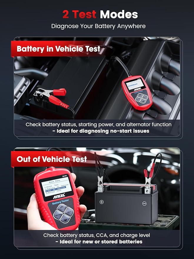 ANCEL BA101 Car Battery Tester, 12V Digital Automotive Alternator Meter - Image 6