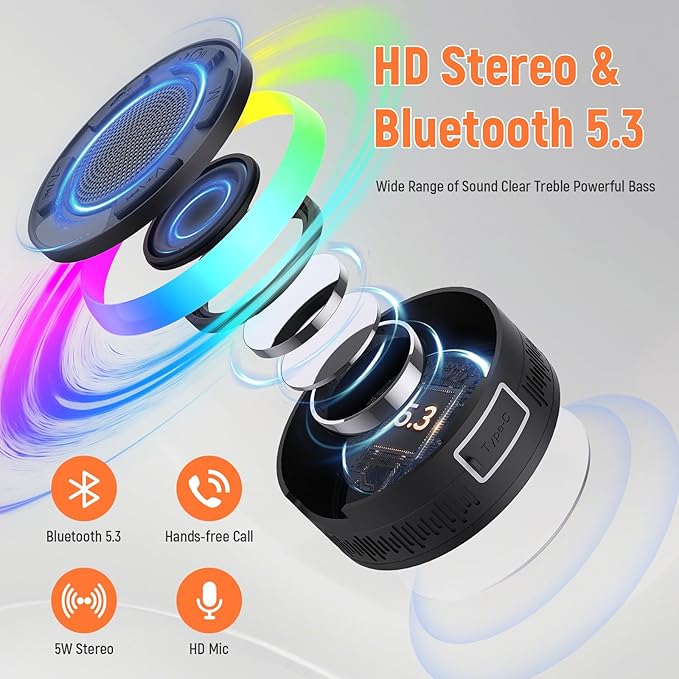 IPX7 Waterproof Shower Bluetooth Speaker, Portable Small Speaker - Image 2