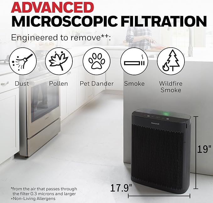 Honeywell HEPA Air Purifier for Home, 1733 Ft² Rooms in 1 hour, Air Quality - Image 2