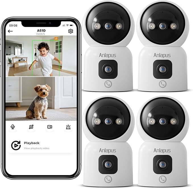Anlapus 4 x A51D 4MP Dual Lens Indoor Security Camera, Motion Detect, Auto Track by Anlapus