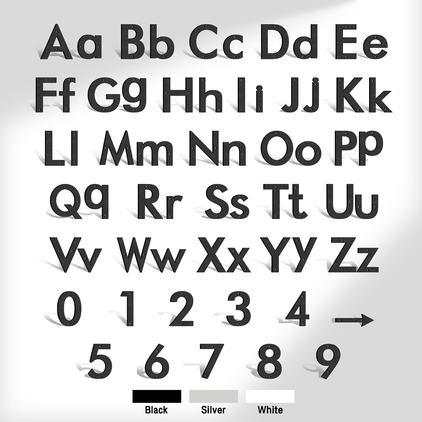 4 Inch 4 PCS House Numbers for Outside, Metal Address Numbers for Home Door，Suitable for Outdoor Signage，Mailbox Letters, Courtyard Address Alphabet Decorations(4")