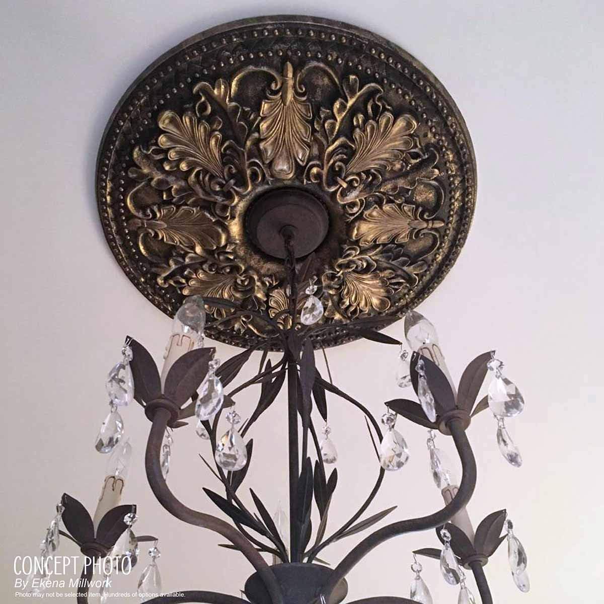 Ekena Millwork CM28OSMMC Cm28Osmmc Oslo Ceiling Medallion, 28-1/8" X 1-3/4", Mississippi Mud Crackle