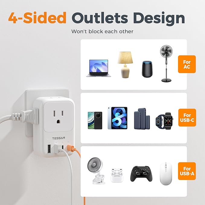 USB C Charger Block 20W PD, TESSAN Foldable Wall Charger - Image 6