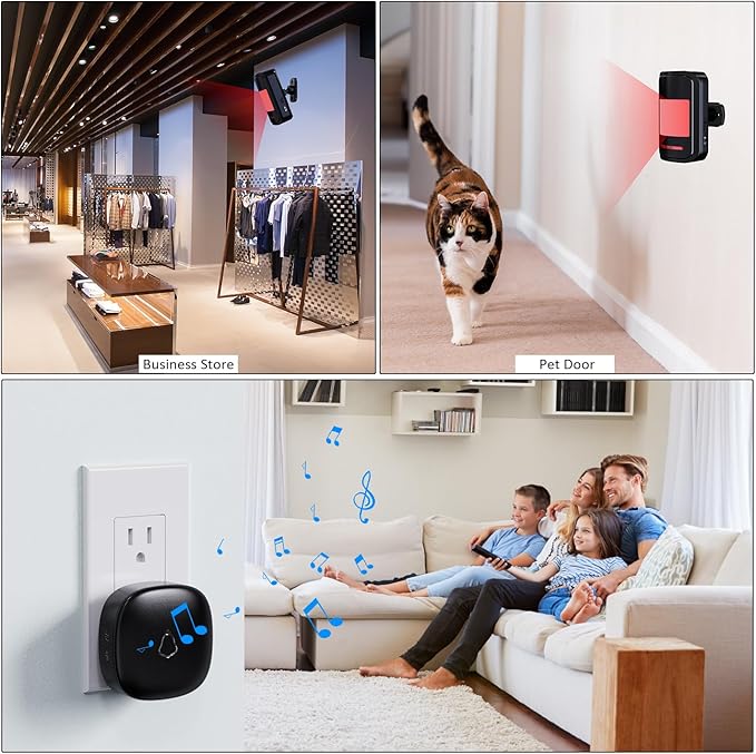 Wireless Motion Sensor Alarm Indoor, 1 PIR Detector + 1 Receiver, Movement - Image 5