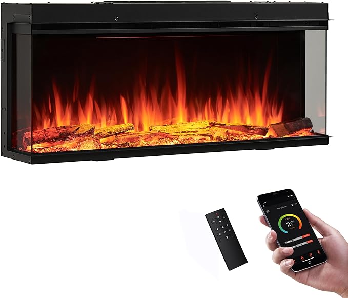 LegendFlame 43" W Smart Build in Electric Fireplace Insert, 1-2-3 Sided View by LegendFlame