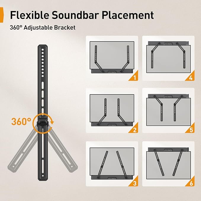 Perlegear Soundbar Mount with Adjustable Height, Sound bar Mount up to 15 lbs - Image 4