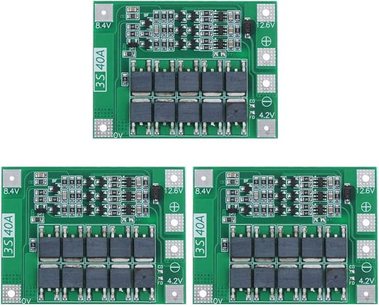 Gebildet 3pcs 3S 11.1V 12V 12.6V 40A 18650 Charger PCB BMS Protection Board by Gebildet