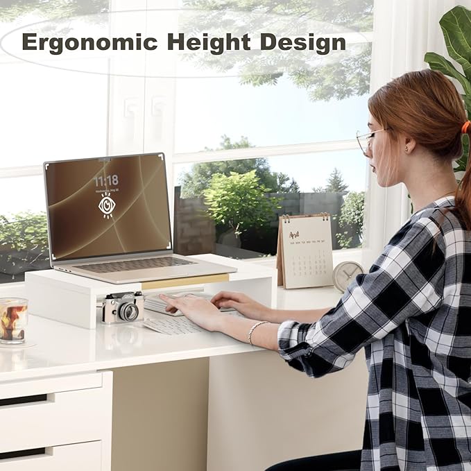 TEAMIX 20 Inch Monitor Stand Riser, Wooden Desktop Riser - Image 7
