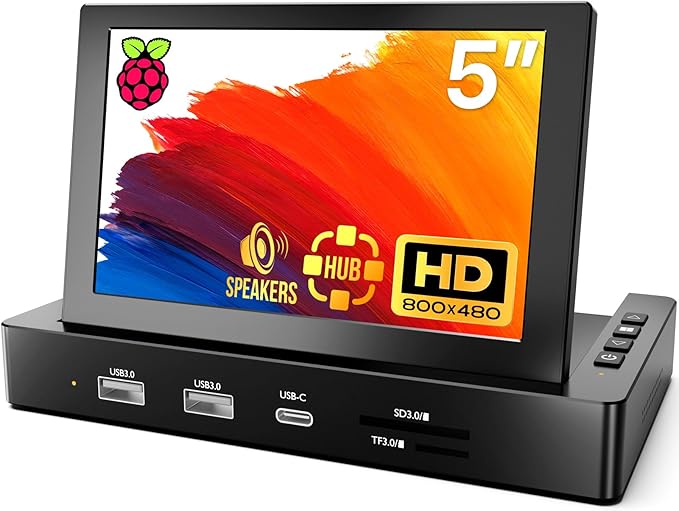 ROADOM 5'' Mini Monitor with Raspberry Pi Mount Holes & USB HUB, Type-C by ROADOM