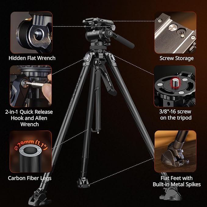 SmallRig x Potato Jet Tribex Carbon II Hydraulic Carbon Fiber Tripod, Fast - Image 8