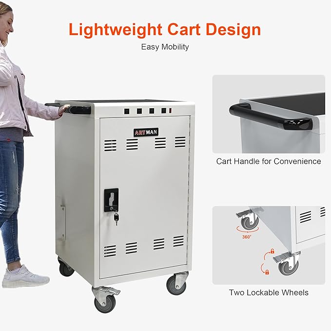Aokleo Laptop Charging Cart, 35 Devices Tablet Storage Carts - Image 7