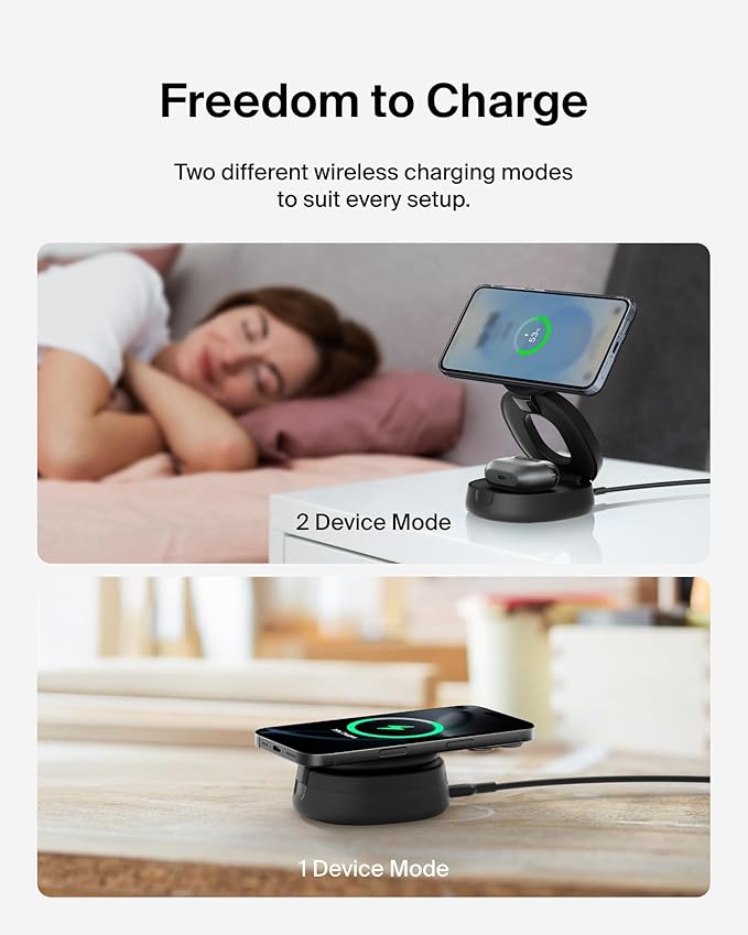 Belkin MagSafe Charger Compatible, 2-in-1 Qi2 Wireless Charging Station 15W - Image 5