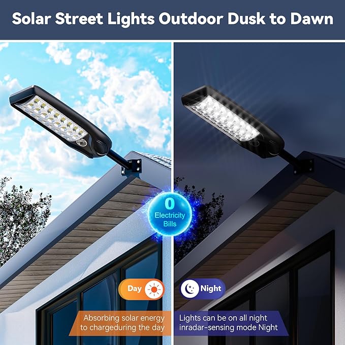 MMKT Solar Lights Outdoor, 8000W 3 Color Solar Street Lights, Commercial Solar - Image 4