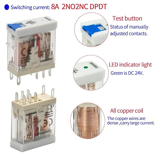 12 Pcs 8Amp Mini Relay Switch UL Listed DPDT - Image 3