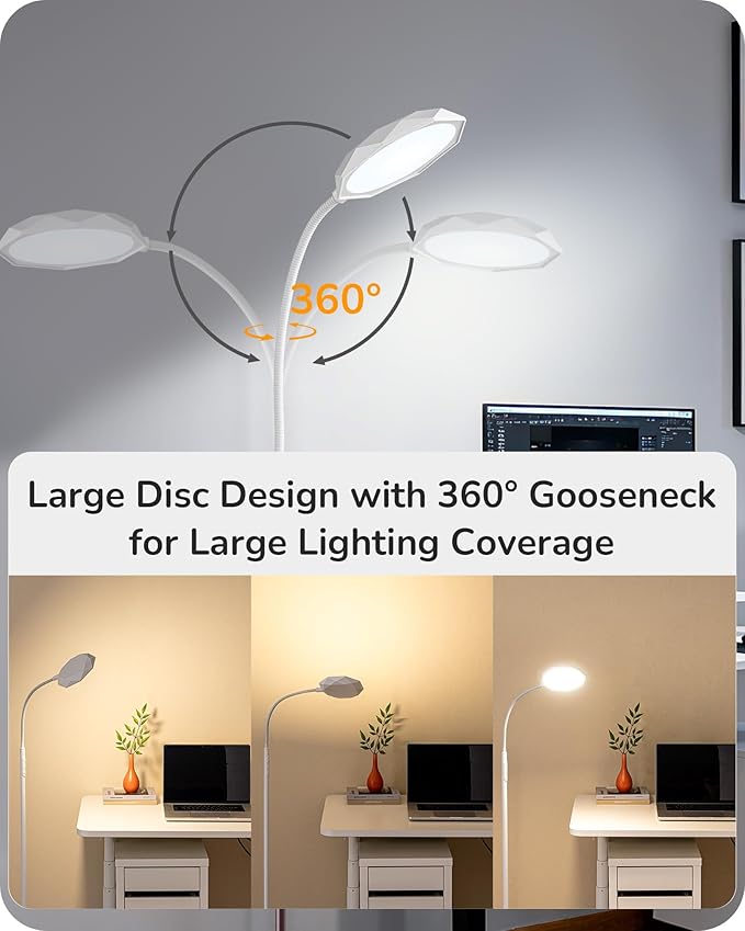 EDISHINE Gooseneck Floor Lamp, 1300LM LED Floor Lamps - Image 3