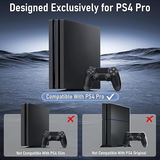 Wall Mount for PS4 Pro with Detachable 2 Controller Holder & Headphone Hanger - Image 2