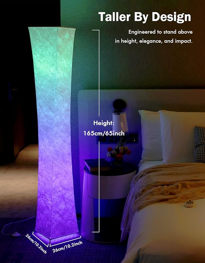 LEONC RGB+CCT Floor Lamp with Remote, 1800lm LED Tuya Smart 9W×2 Bulbs - Image 8