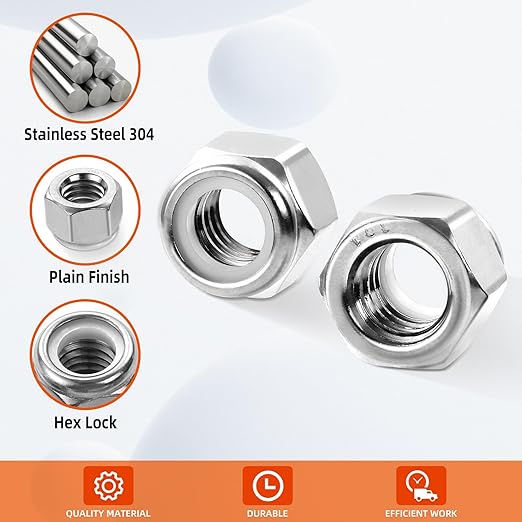 MewuDecor #6 32 Nylon Insert Hex Lock Nuts Locknuts, 304 Stainless Steel 18-8 - Image 4