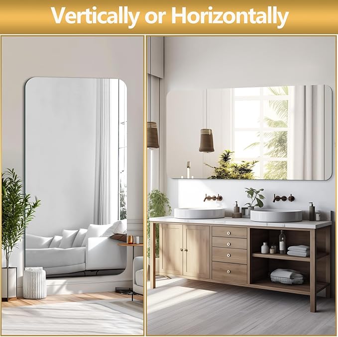Mirrorons 72 x 36 Frameless Bathroom Mirror, Rounded Corner Bathroom Vanity - Image 5