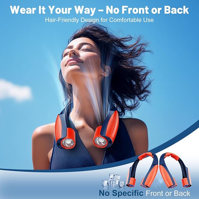 AI Portable Neck Fan with 6 Powerful Speeds, 8000mAh Battery Operated USB-C - Image 4