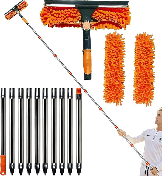 20+ Ft Reach 2 in 1 Window Washing Squeegee by Tonmp