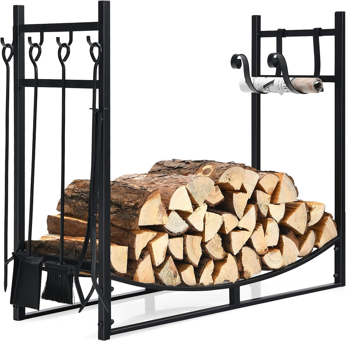 s afstar 36” outdoor firewood rack, heavy-duty steel, main product view