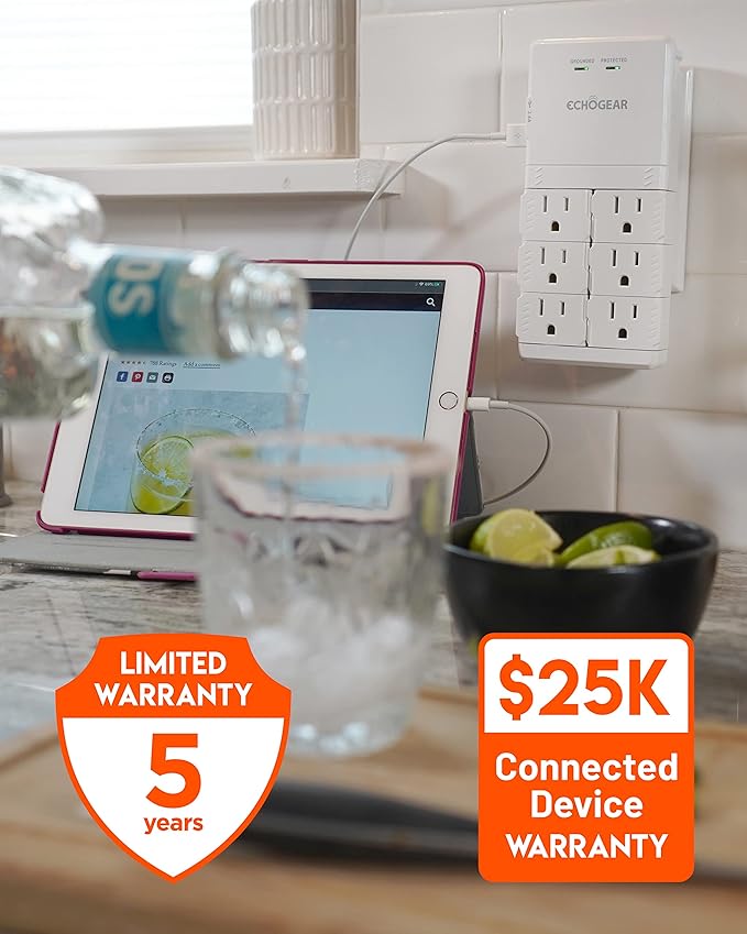 ECHOGEAR Wall Outlet with USB Ports & Surge Protection - Image 8