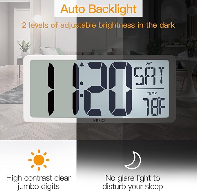 XREXS Large Digital Wall Clock - Image 4