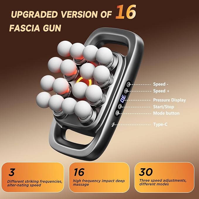 Fakosre Upgraded 16-Head Massage Gun, Deep Tissue Percussion Massager, Muscle - Image 9