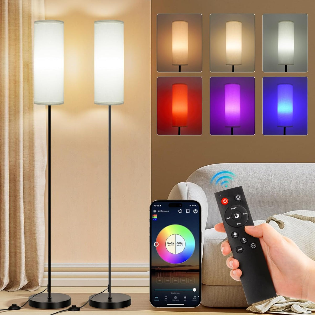 FRIDEKO HOME 2 Pack Floor Lamps