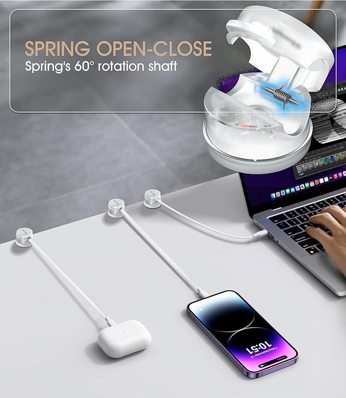 9 Pack Spring Cord Organizer Cable Clips, 2025 Latest Nearockle Phone Charging - Image 3