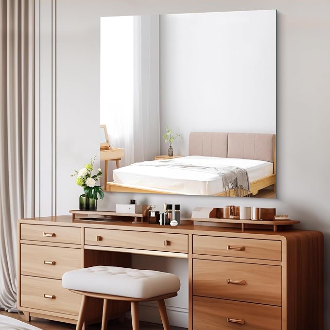 CILIBER Frameless Mirror, 42x42 inch Square Bathroom Mirrors - Image 2
