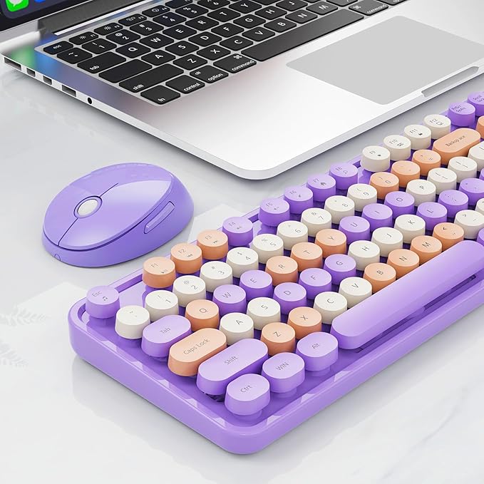 Nowlike Wireless Keyboard and Mouse Combo, Retro Typewriter Keyboard - Image 8