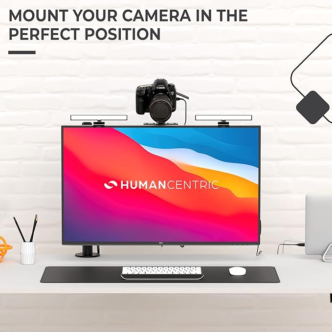 HumanCentric DSLR Monitor Mount Small, Desk Camera Mounting, Light Webcam - Image 2