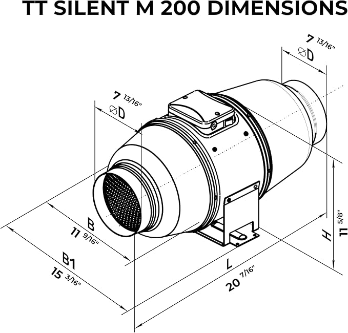 VENTS-US TT Silent M 200 – 8" Inline Duct Fan Includes Double-speed Switch - Image 5