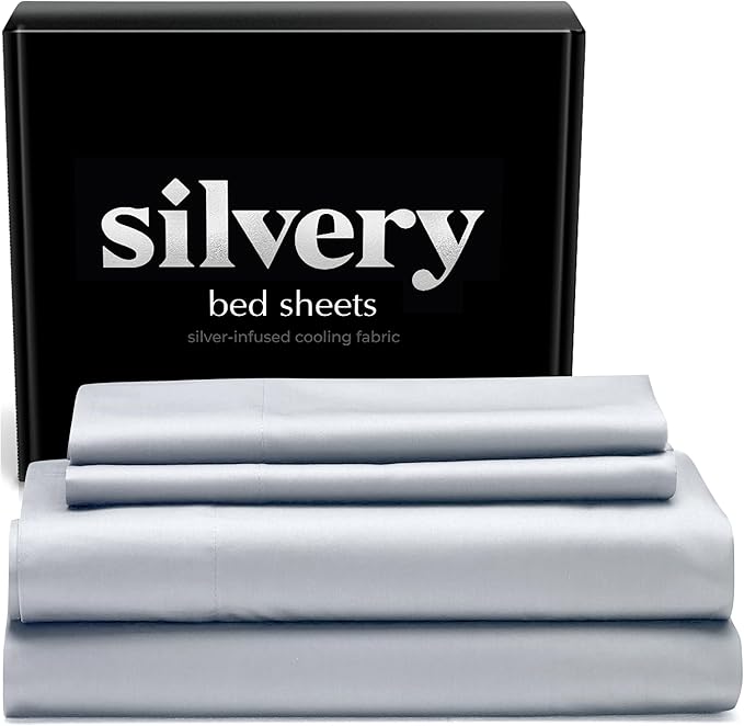 Silvery Silver Infused Bed Sheets Set by Silvery