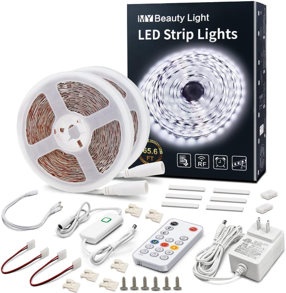 MY BEAUTY LIGHT LED Strip Lights White, 65.6ft Dimmable LED Light Strip