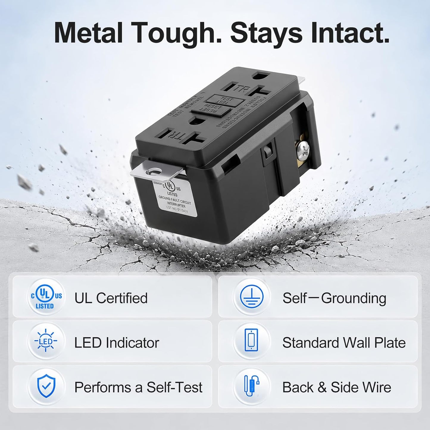 Baomain Generator GFCI Outlet 20Amp, Industrial Grade Self-Test Ground Fault Circuit Interrupter, Tamper-Resistant Receptacle,Heavy-Duty Receptacle, UL&CUL Certified, Matte Black (2-Pack)