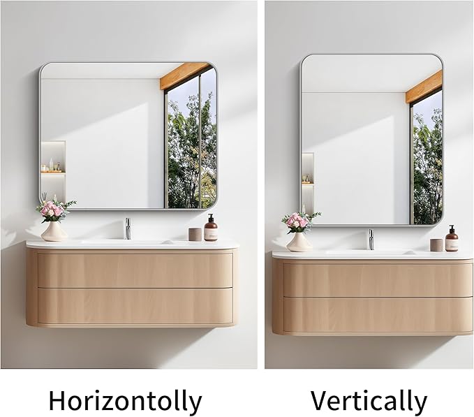 FORBATH 30x36 Inch Silver Bathroom Mirror - Image 7