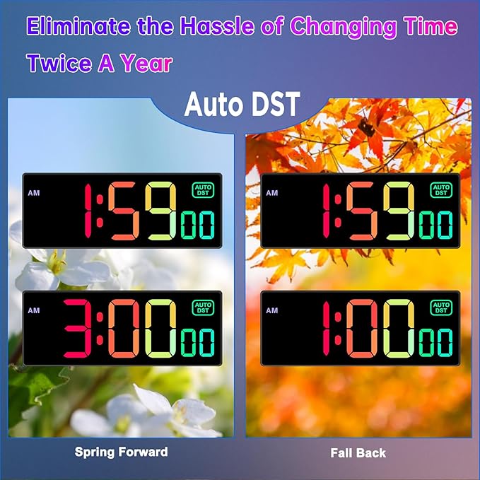 Soobest Large LED Digital Wall Clock 8 RGB Color Changing Display, Corded Plug - Image 6