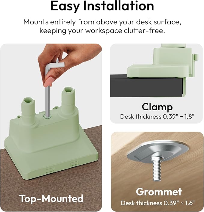 Pixio PS1D Wave Mint Green Dual Monitor Arm Stand Desk Mount - Image 6
