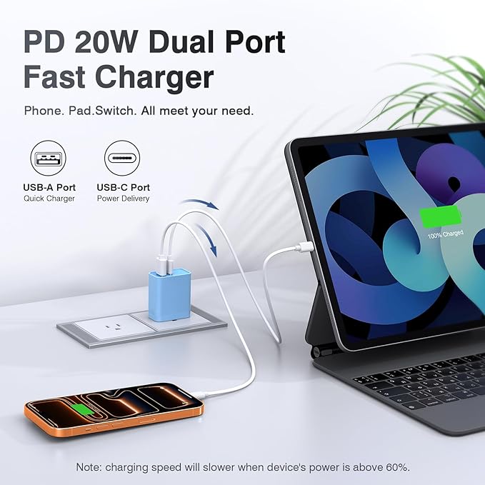 Fast Charger Block, USB C Wall Charger, Charger Cube, Dual Port PD Fast - Image 4