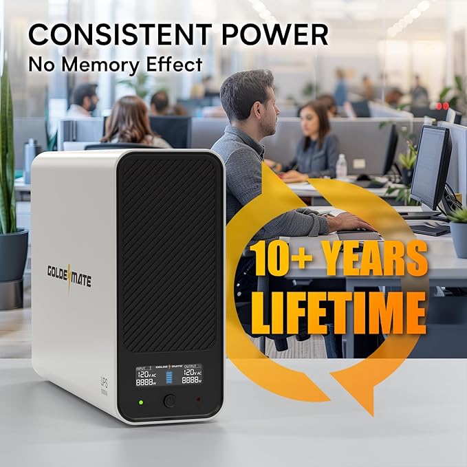 GOLDENMATE 1000VA/800W Lithium UPS Battery Backup and Surge Protector, Backup - Image 2