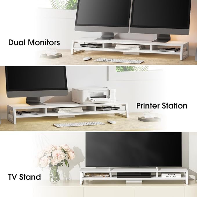 Fenge Dual Monitor Stand for Desk, 42.5in Large Monitor Riser for 2 Monitors - Image 7