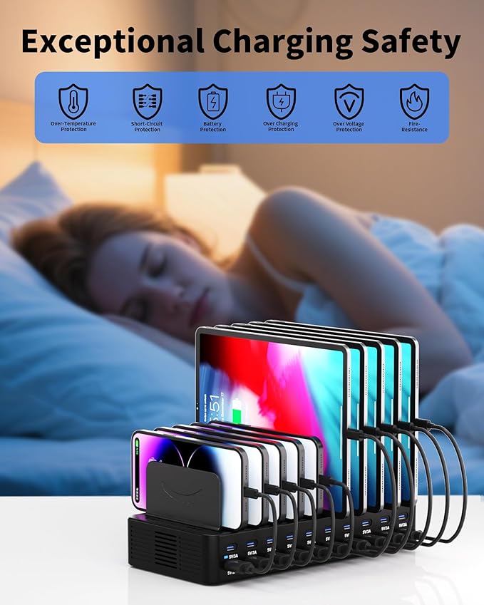 270W Charging Station for Multiple Devices, 20-Port USB Fast Charging Station - Image 4